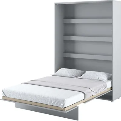 Produktbild von Wandbett Schrankbett BED CONCEPT BC-01 Vertikal 140x200 GRAU MATT Wandklappbett Schrankklappbett, Schrank mit integriertem Klappbett inkl. Lattenrost
