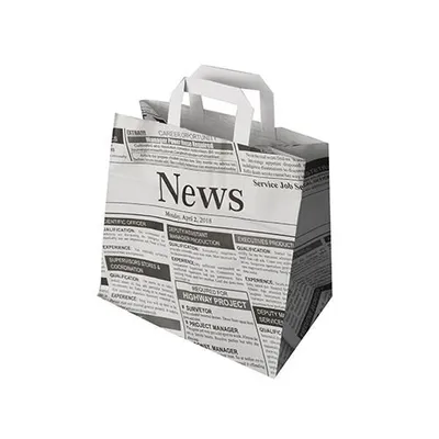 Produktbild von Papstar Papiertüten 25 x 26 x 17 cm "Newsprint" mit Tragegriff 8 x 50 Stück