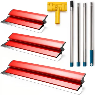 Productafbeelding van Professionele oppervlaktespatel set – (250 mm + 400 mm + 600 mm) plamuurgereedschapsset met 160 cm telescoopsteel