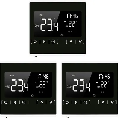 Zdjęcie produktu dla 3X Inteligentny cyfrowy termostat pokojowy z ekranem dotykowym LCD Termostat ścienny do elektrycznego ogrzewania podłogowego 16A Programowalny, biała krawędź