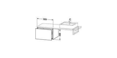 Produktbild von Unterschrank L-CUBE 620x547mm 1 Ausz. we s-matt ES Ah mitte weiß supermatt Einrichtungssystem Ahorn mitte