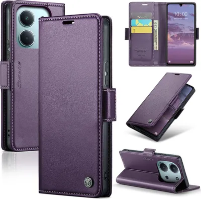 Image de Housse en cuir pour Xiaomi Redmi 15C 5G/4G Portefeuille Porte-carte Housse de protection avec fonction stand Violet