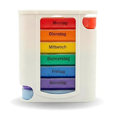 Produktbild von Frohbach 7 Tage Tablettenbox - Seniorenfreundliche Medikamentenbox 1 Woche, BPA Frei, für unterwegs & Zuhause, 4 Fächer pro Tag, Antik Weiß, 1 Stück