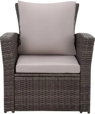 Produktbild von MeXo Gartenmöbel Set Lounge Set Polyrattan Lounges 4-teile für 3-4 Personen Garten & Balkon & Terrasse Sitzmöbel-Set grau