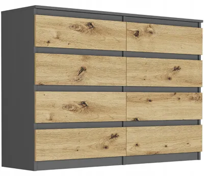 Obrázek produktu pro Komoda 140 cm 8 zásuvek skříňka FRAMIRE R-140-S8 antracit mix artisan