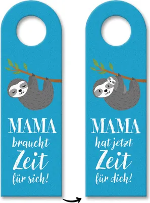 Produktbild von Mama braucht Zeit für sich Türhänger 3er Set in blau mit Faultier