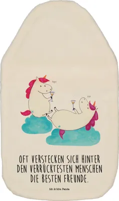 Produktbild von Mr. & Mrs. Panda Wärmekissen Einhorn Sekt - Weiß - Geschenk, Wärmflasche mit Bezug, Unicorn, BFF, Einhörner, Flauschige, Party, Beste, Wärmflaschen, gummi