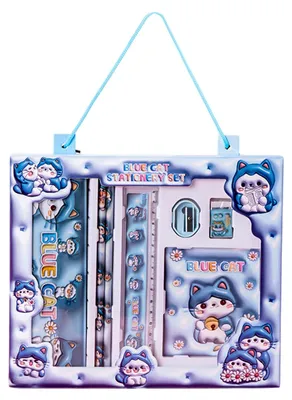 Produktbild von 7-teiliges Cartoon-Schreibset für Kinder, Geschenkidee zum Schulanfang, Stifte-Set in Geschenkbox, Grundschulbedarf mit Radiergummi und Lineal, Geschenkidee zum Kindertag, Kindergarten-Souvenir