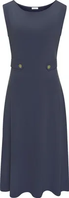 Produktbild von LASCANA Midikleid mit dekorativen Riegeln und goldenen Zierknöpfen, bügelfreie Qualität blau Größe 42