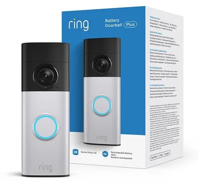 Productafbeelding van Ring Batterijdeurbel Plus (2e generatie) - Retinal 2K met snel verwisselbare batterij, Zwart, Grijs, Geschikt voor thuis en kantoor, IP55, 1920 x 1920 pixels, 140°, 140°