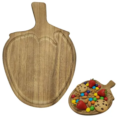 Holz-Servierbrett Erdbeerform 34x23,5x2 cm für Snacks & Obst