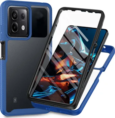 Image de Etui pour Xiaomi Redmi Note 13 Pro 5G, bumper avec protecteur d'écran intégré Etui de protection 360° pour le corps entier Bleu marine
