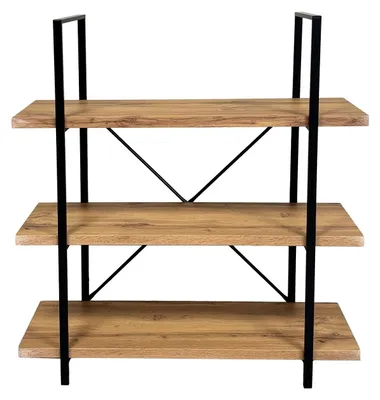 Metall-Regalschrank mit 3 Böden, 100x33x106 cm, schwarz/natur