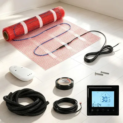 Produktbild von ISOISL Elektrische Fußbodenheizung Heizmatte 4 m² 0,5 × 8 m 150 W/m² mit WLAN-Thermostat