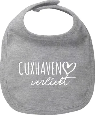 Produktbild von Huuraa Baby Lätzchen Cuxhaven verliebt Heather Grey Klettverschluss  Baumwolle Latz Geschenkidee