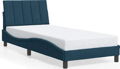 Image de vidaXL Cadre de lit sans matelas "Hanko" bleu 90x200 cm velours