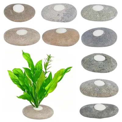 Produktbild von Set mit 10 natürlichen Flusssteinen für Aquarienpflanzen