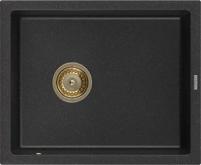 Produktbild von Mexen Pedro 1-Becken-Granit-Spüle 560 x 460 mm, Schwarz/Silbermetallic, Siphon Gold - 6508561000-73-G