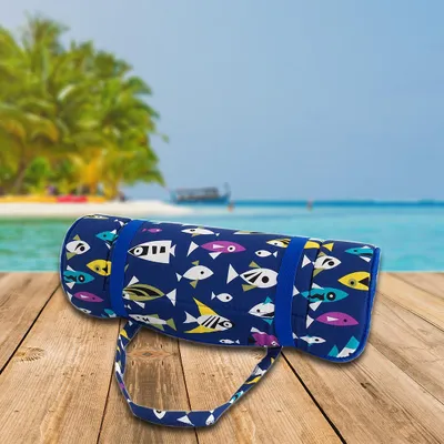 Zdjęcie produktu dla Szezlong plażowy w rolce FISH czarno-biały