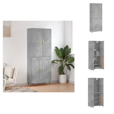 Imagen del producto de vidaXL Mueble alto en color gris cemento, 69,5 x 34 x 180 cm, fabricado en material de madera - Muebles aparador
