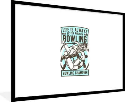Produktbild von MuchoWow® MuchoWow® Gerahmtes Poster Bowling - Sport - Jahrgang 90x60 cm - Poster mit zchwarzem Bilderrahmen - Wanddekoration - Fotos