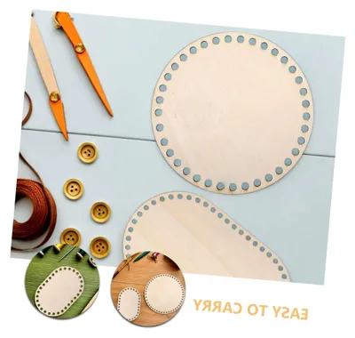 Produktbild von 4 Stück Holz Korbböden zum Häkeln Natur Unbehandelt Runde und Ovale Häkelrohlinge für DIY Korb Bastelarbeiten