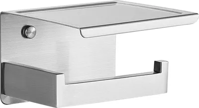 Produktbild von Selbstklebender Toilettenpapierhalter mit Ablage – Wandmontage, Edelstahl, silber