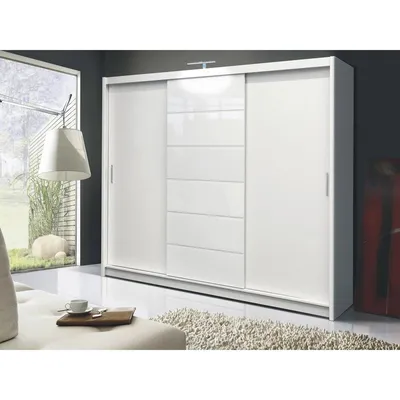 Obrázek produktu pro Šatní skříň 250 cm s posuvnými dveřmi a LED osvětlením CASILDA - bílá
