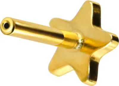 Produktbild von Ohrpiercing, Nasenpiercing Titan Labret mit Push Fit ohne Kugel STERN Gold Stablänge: 9mm | Stabstärke: 1,2mm