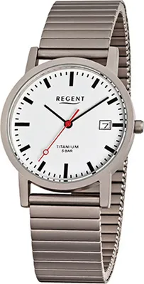 Produktbild von Regent Titan Damen-Herren Uhr F-475 Quarzuhr Armband silber grau D2URF475