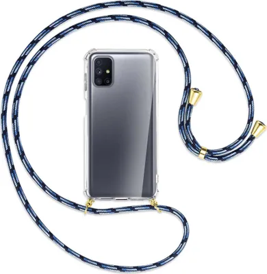 Produktbild von Handykette Backcover-Schutzhülle mit Band (Metall goldfarben) für Samsung Galaxy M51 - Blautöne