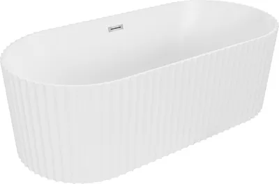 Produktbild von Mexen Paola freistehende geriffelte Wanne 170 x 80 cm, weiß matt, Überlauf chrom - 52721708001-01