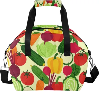 Imagen del producto de Bolsa térmica a prueba de fugas para llevar el almuerzo al trabajo, con diseño de verduras de colores