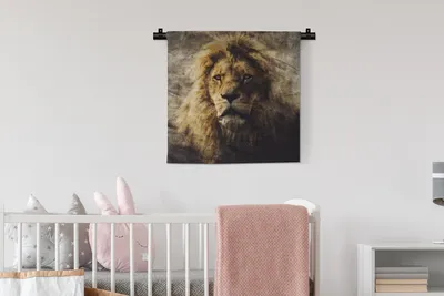 Produktbild von MuchoWow® Wandteppich Wandbehang Löwen - Abstrakt - Farbe 60x60 cm Tapisserie Dekoration Wandtuch - Dekorationen - Wand Decke