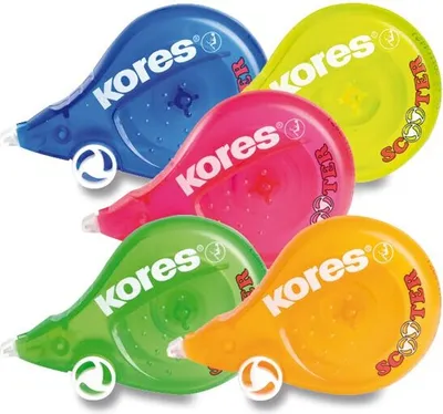 Image de Rouleau correcteur jetable Kores "SCOOTER - 5-Color", assorti 4,2 mm x 8 m, couleurs translucides assorties : bleu, - 10 pièces (KR84873)
