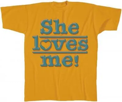 Produktbild von T-SHIRT uni mit Motivdruck - She loves me - 09669 orange - Gr. S-XXL Größe - XL