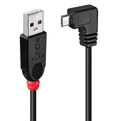 Image de LINDY USB 2.0 Kabel Typ A/Micro-B 90° gewinkelt M/M 2m