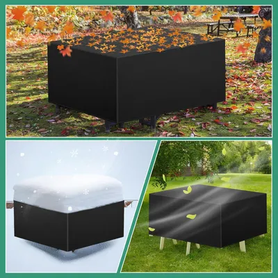 Productafbeelding van Famanu beschermhoes voor tuinmeubels - waterdicht - zwart - 420D Oxford-stof - 150 x 150 x 70 cm