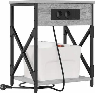 Image de vidaXL Table de chevet, lot de 2, gris Sonoma, 41 x 31 x 51 cm, aggloméré