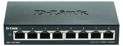 Zdjęcie produktu dla D-Link DGS-1100-08V2, Zarządzany, L2, Gigabit Ethernet (10/100/1000), Pełny dupleks