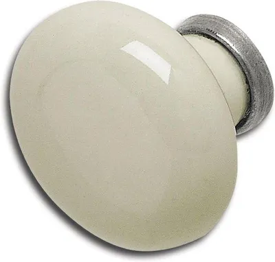 Image de Poignée de porte de style rustique en porcelaine, 31 mm, ivoire et laiton