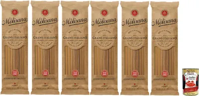 Produktbild von La Molisana Pasta Integrale Spaghetti quadrati n°1, Vollkornnudeln Vollkornpasta,100% italienischer Weizen,Bronzepaste 6x 500g Packung + Italian Gourmet polpa 400g
