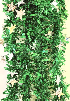 Produktbild von Lametta 5m Girlande Weihnachten Weihnachtsgirlande Christbaumschmuck Deko Sterne LMT9 Grün