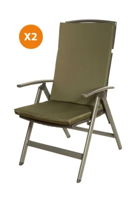 Obrázek produktu pro Polstr na židli 2 ks Polštářek 110x47x4cm zelená zahradní polštáře pro ratanový nábytek | polštář venkovní židle Sedák s vysokým opěradlem -Slim