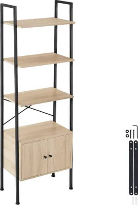 Image de Etagère échelle Brentwood 57,5x34x173cm - Bois clair industriel, Chêne Sonoma