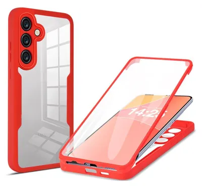 Produktbild von 360 Grad Rundum Schutz Handyhülle für Samsung Galaxy A36 5G Full Cover Vollschutz Case Farbe: Rot