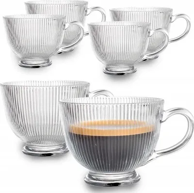Image de Lot de verres à café et à thé sur pied LUXITO Strips 430 ml, 6 pièces