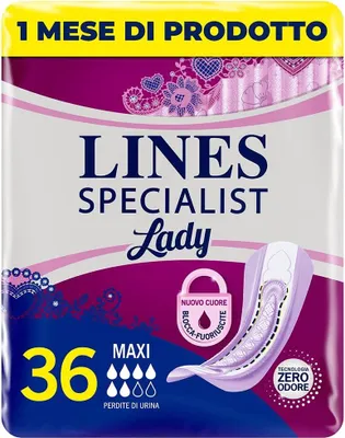 Image de Lines Specialist : protège-slips pour femmes en cas d'incontinence, Maxi, 3 x 12 pièces