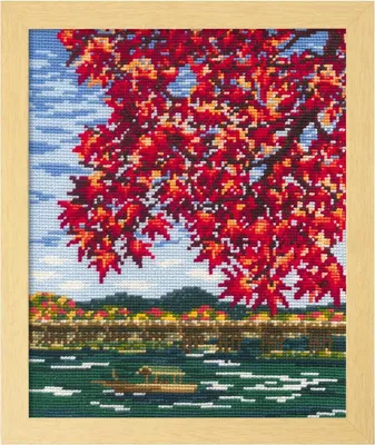 Obrázok produktu pre Súprava na vyšívanie krížikom Olympus "Jesenné listy v Arashiyame", 29,7x36,4 cm