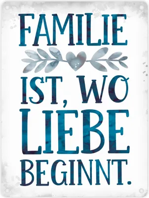 Produktbild von Familie ist, wo Liebe beginnt Metallschild in 15x20 cm